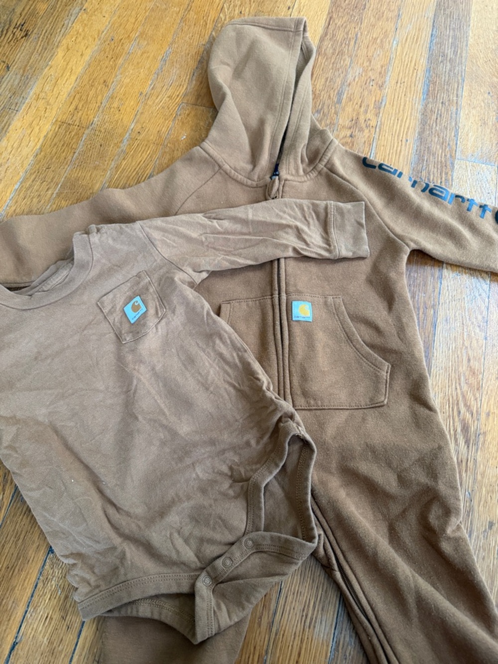 Carhartt Tan Brown Hooded Coverall and Bodysuit Set